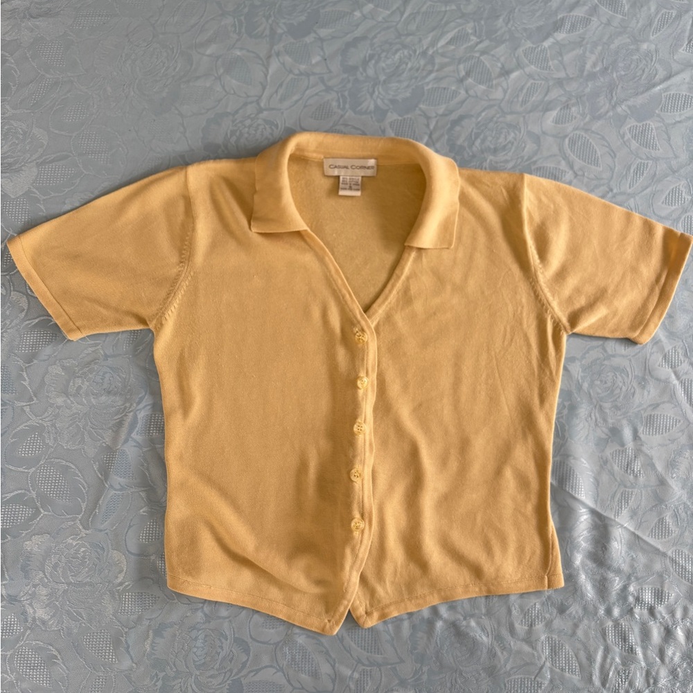 Casual Corner Yellow Button Up Sweater